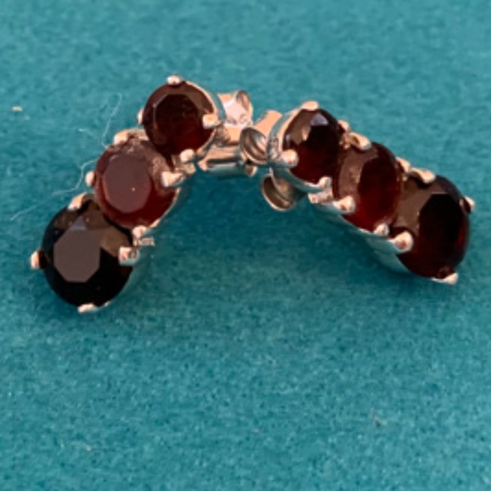 3-Stone Garnet Earrings in Sterling Silver